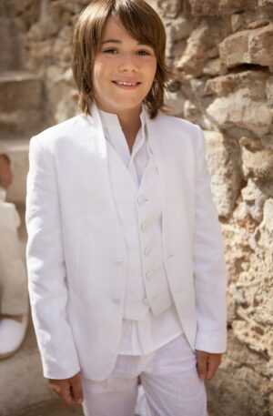 Chaqueta Ibicenca en lino blanco