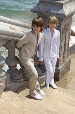 Camisa ibicenca cuello Mao de lino