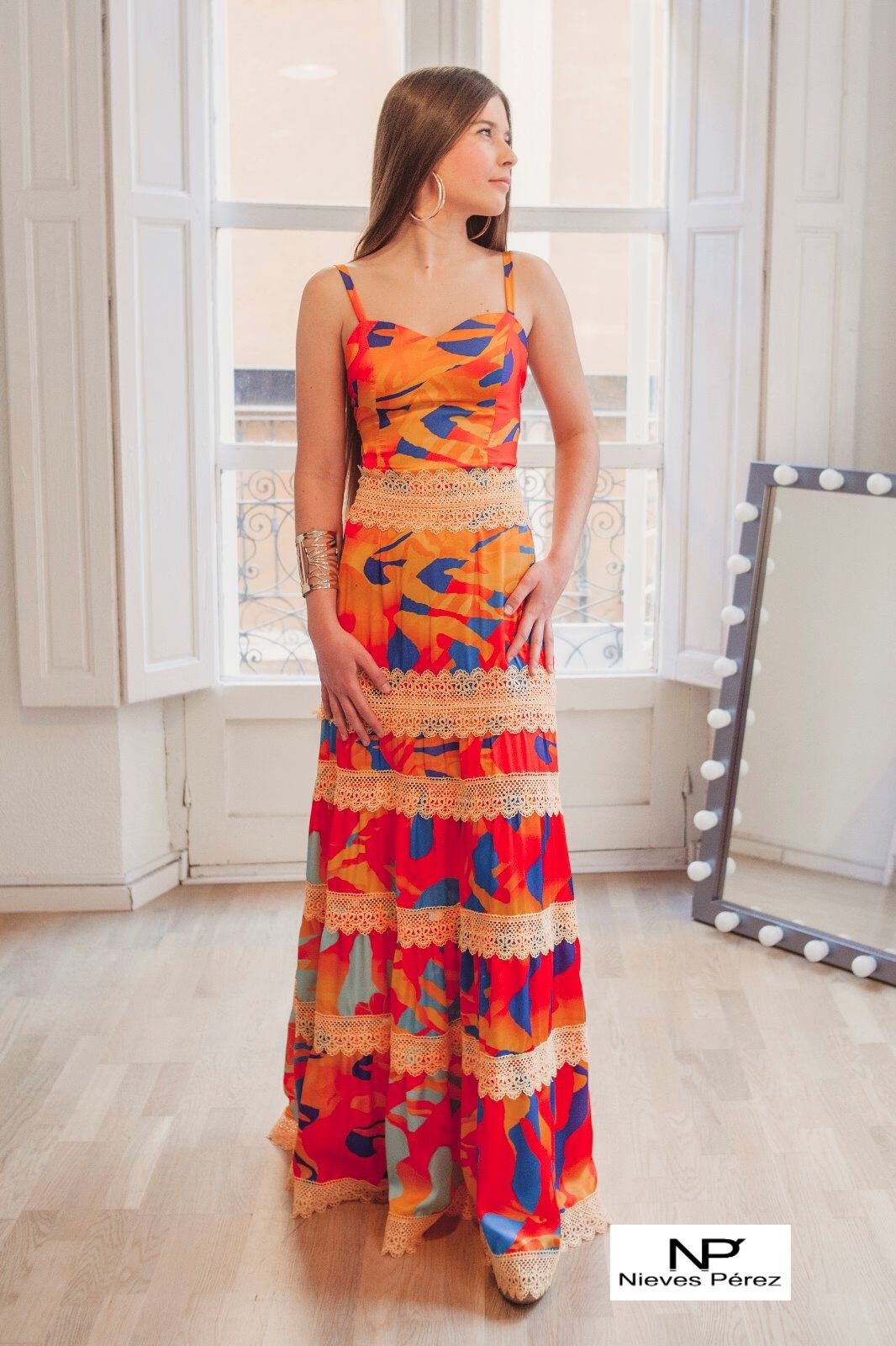 Vestido largo multicolor