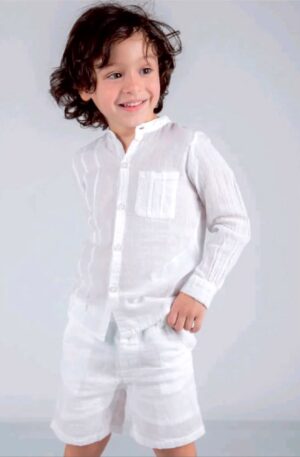 Pantalón corto blanco ibicenco de algodón para niño