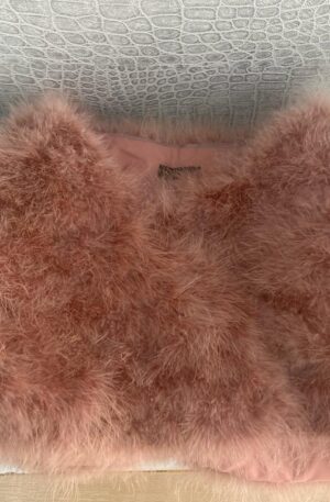 Estola de pelo de avestruz largo color maquillaje