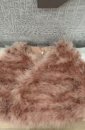 Estola de pelo de avestruz color beige tostado