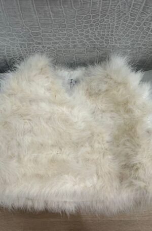 Estola de pelo de avestruz color blanco roto