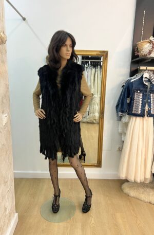 Chaleco largo trenzado negro