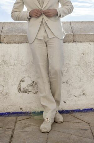 Pantalón ibicenco de lino color arena Novio