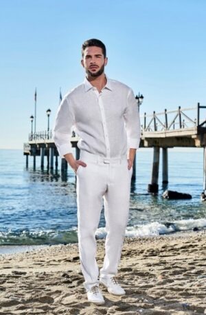 Pantalón ibicenco de lino blanco