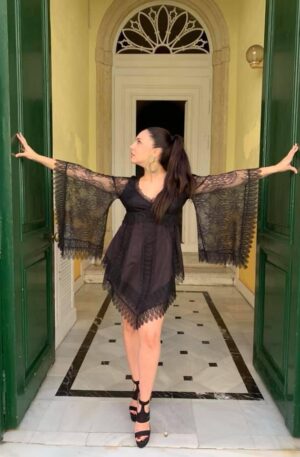 Vestido mangas pájaro