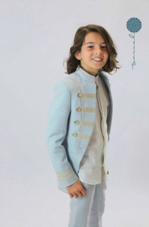 Traje de tres piezas en lino Esmoquin celeste