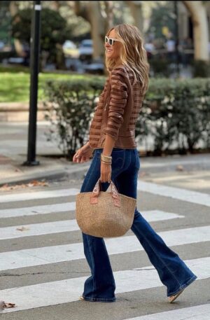 Cazadora ecopiel marrón