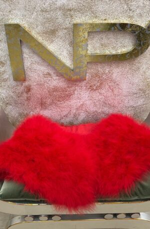 Estola de pelo de avestruz color rojo