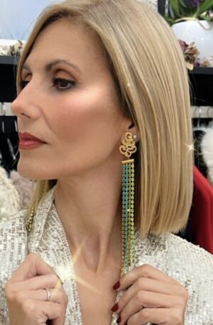 Pendientes de cristal de bohemia con baño de oro tricolor