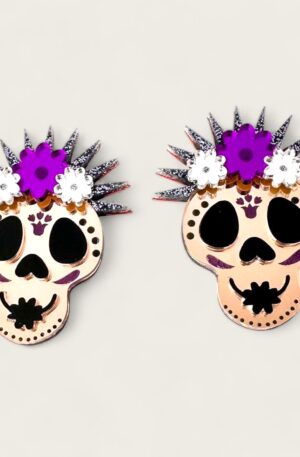 Pendientes lloronas en plata y morado