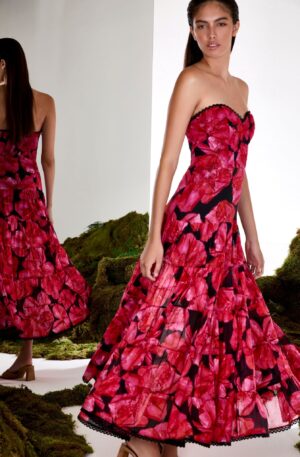 Vestido largo Ambar rojo y negro