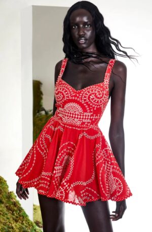 Vestido ibicenco corto rojo Birdie