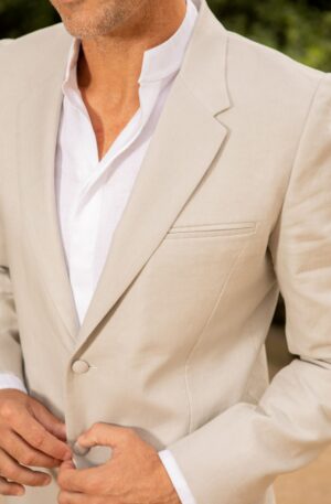 Chaqueta americana de lino con solapa