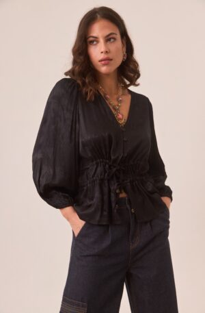 Camisa Jacquard negra ajustable