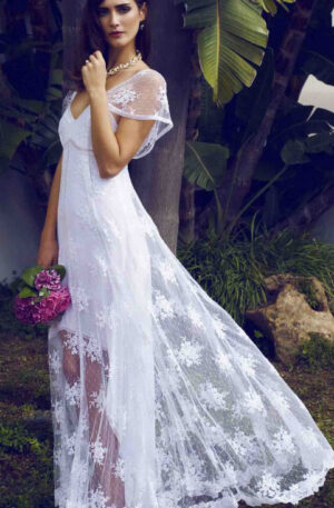 Vestido ibicenco de novia largo blanco Florentina